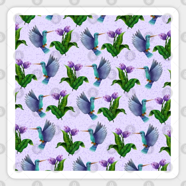 Hummingbird with flowers Sticker by CleanRain3675